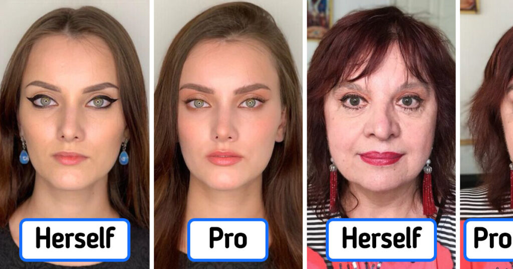 19 Photos Reveal the Astonishing Contrast Between Everyday and Professional Makeup
