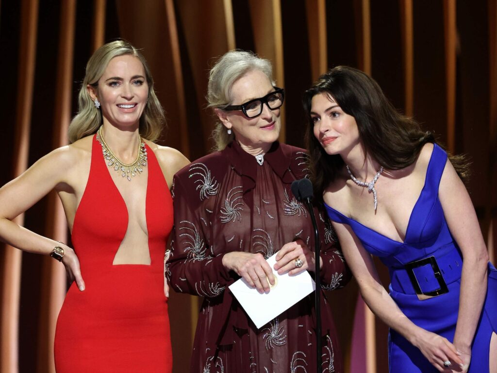 Emily Blunt and Anne Hathaway drag Meryl Streep during ‘The Devil Wears Prada’ reunion at SAG Awards