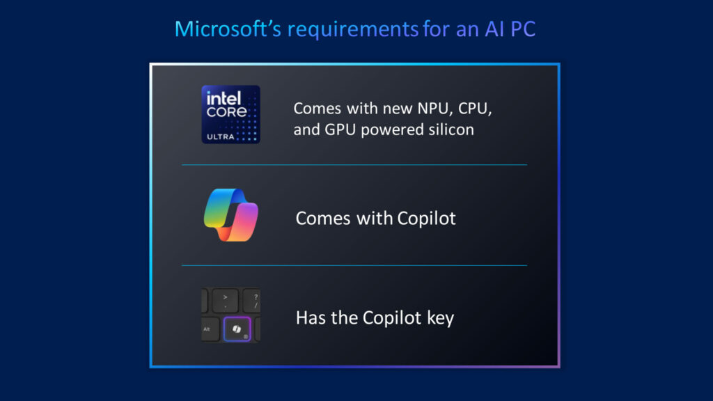 Microsoft’s ‘AI PC’ definition: An NPU and a keyboard sticker