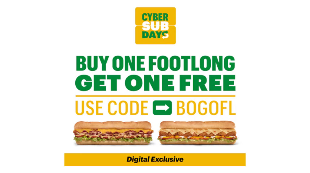 Subway Canada offering BOGO on footlongs via app and website