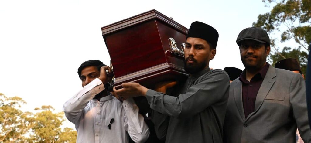 Mourners lay ‘brave’ Bondi security guard Faraz Tahir to rest in Sydney
