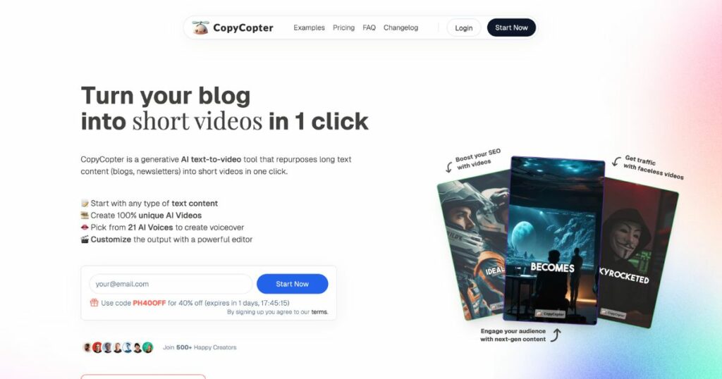 CopyCopter: Turn your blog into viral videos instantly
