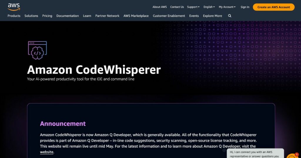 Amazon CodeWhisperer: AI assistance for coding