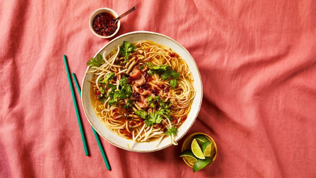 Spicy Beef Noodle Soup With Mushrooms