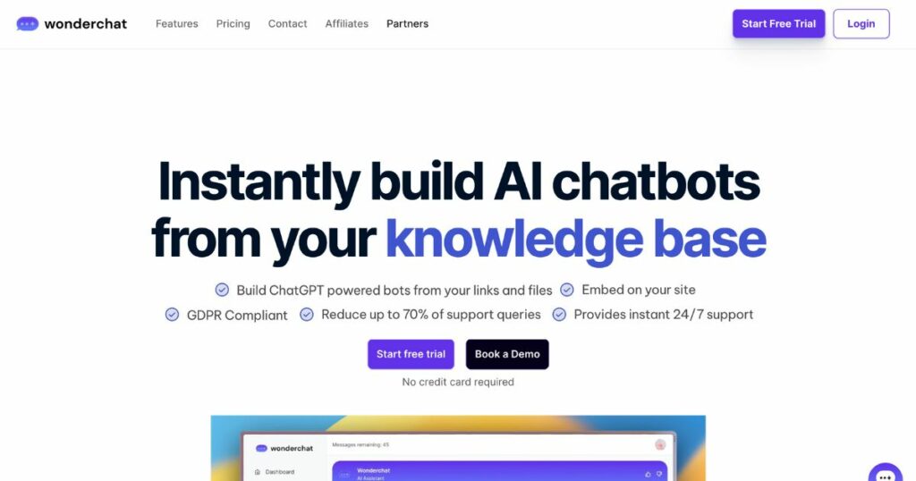 Wonder Chat: Build AI chatbots instantly with no code