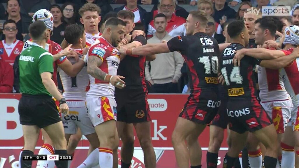 Catalans Dragons’ Franck Maria sin-binned after high tackle sparks brawl against St Helens | Rugby Union News | Sky Sports