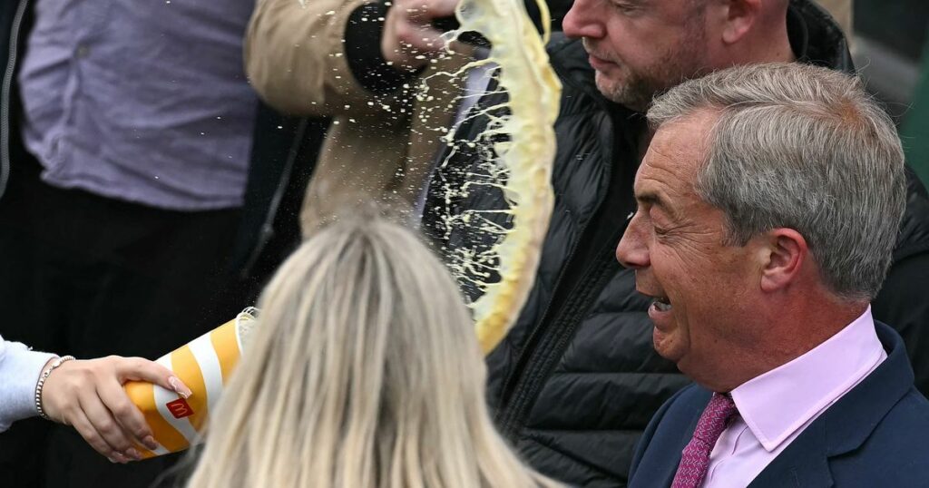 Brexit Leader Nigel Farage Blitzed By Milkshake On Campaign Trail