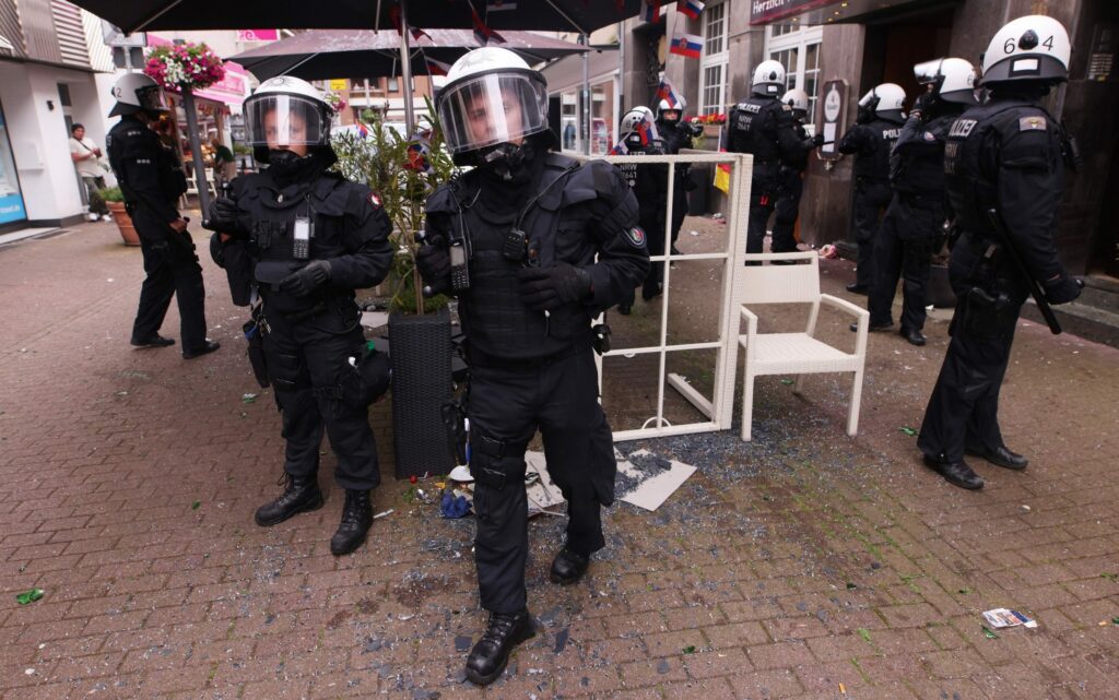 Violent fan clashes ahead of England’s Euro 2024 opener against Serbia in Gelsenkirchen