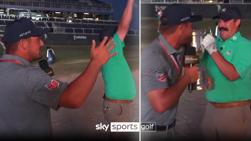 Hilarious moment Bryson DeChambeau gifts US Open trophy after bunker shot masterclass! | Golf News | Sky Sports