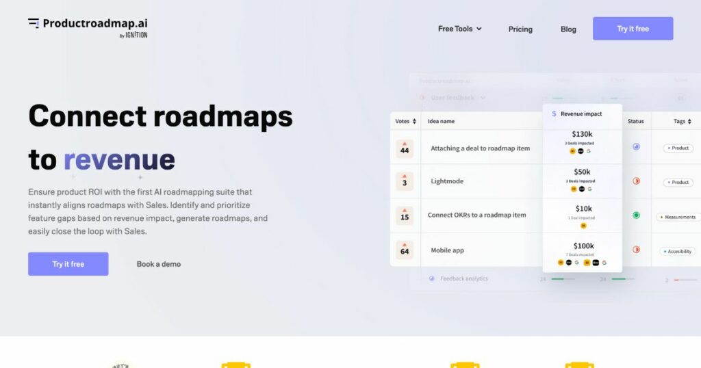 ProductRoadmap: Link roadmaps to revenue like never before