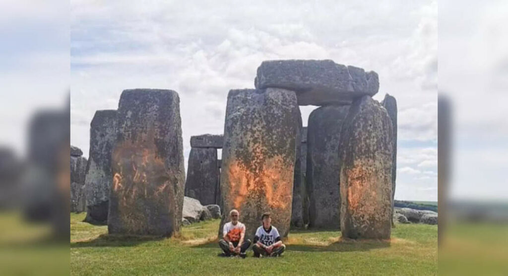 Climate activists spray orange paint at UNESCO’s Stonehenge in the UK; get arrested