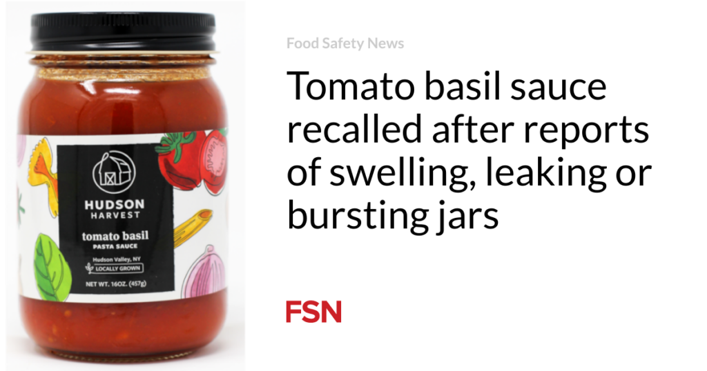 Tomato basil sauce recalled after reports of swelling, leaking or bursting jars