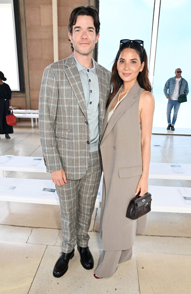 John Mulaney and Olivia Munn Match in Gray for Hermes Fashion Show