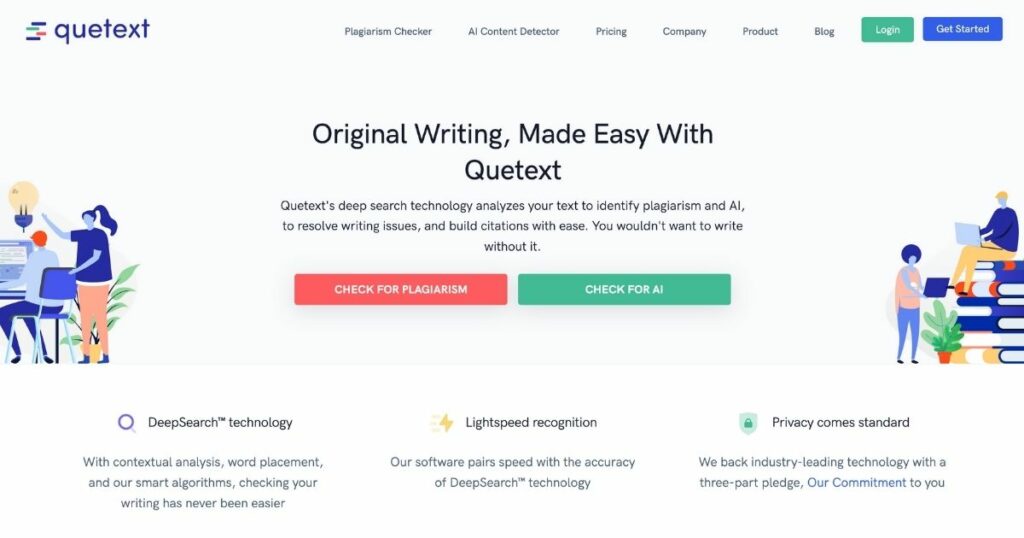 Quetext: Identify plagiarism and AI, resolve writing issues, and build citations