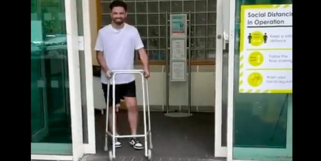 Watch: Ryan Curtis back on his feet months after severe spinal injury