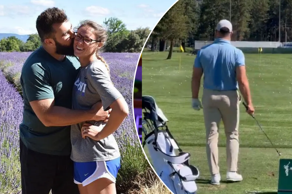 Jason Kelce admits wife Kylie bought and packed his khakis for golf tournament