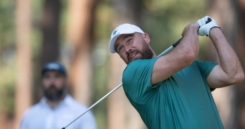 Video: Chiefs’ Travis Kelce Kisses Golf Fan’s Arm After Hitting Him with Errant Shot