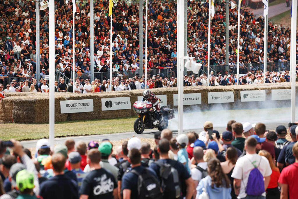 Indian Motorcycle Challenger RR and FTR750 entertain the crowds at Goodwood Festival of Speed