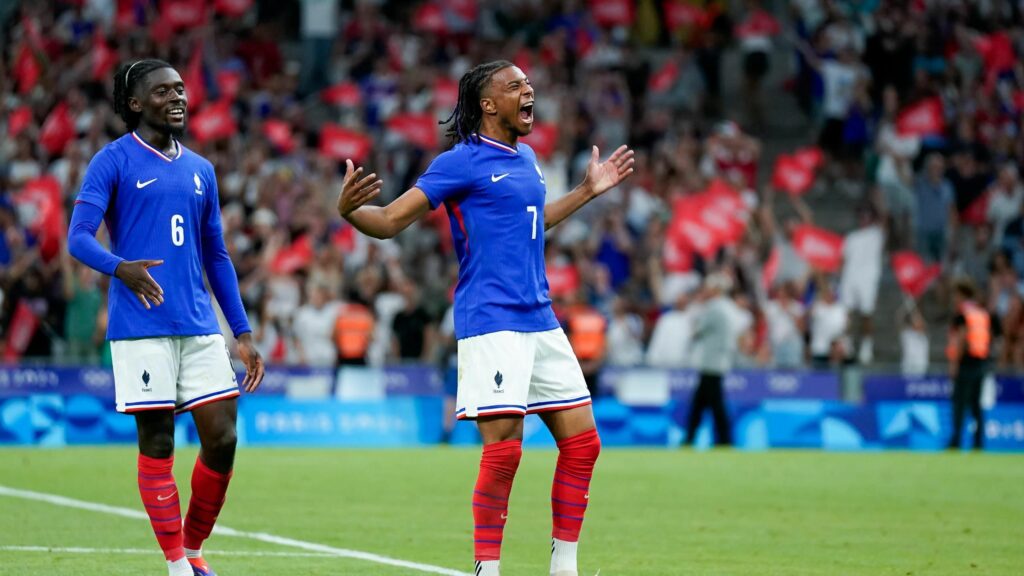 France double their lead through Olise’s wonderful curled strike