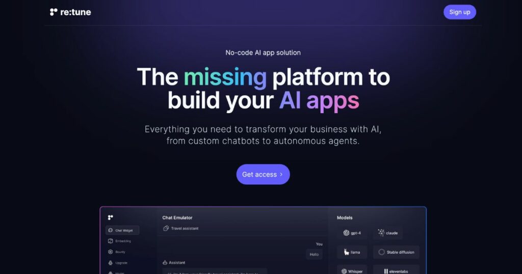 Retune: Custom chatbots and autonomous AI agents