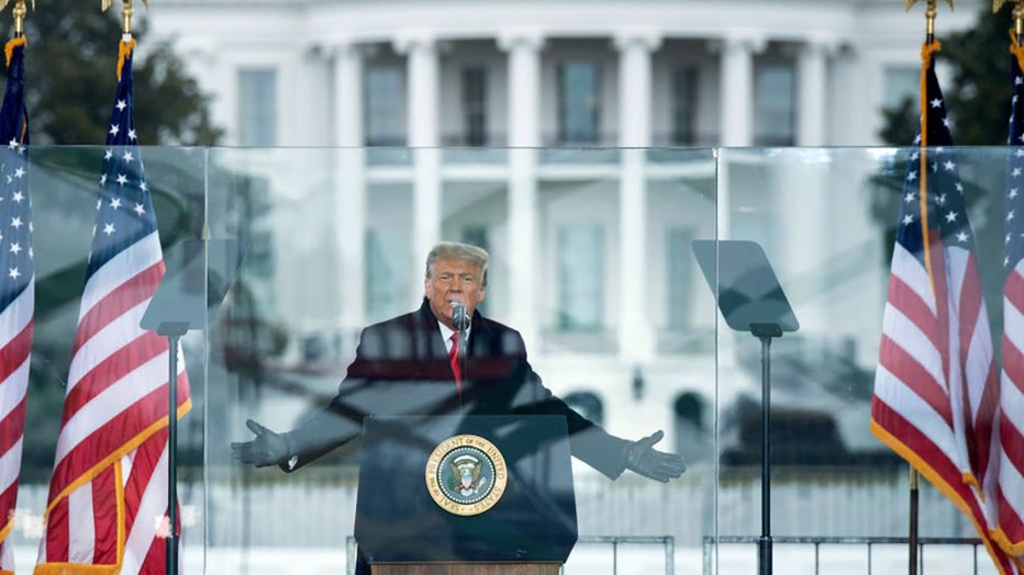 FILE - Former⁣ U.S. President Donald Trump addresses supporters from The Ellipse near the White House on January 6th, ‍2021 (Photo by BRENDAN SMIALOWSKI/AFP⁤ via Getty Images)