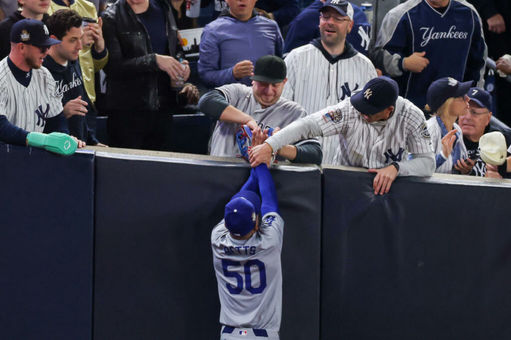 World Series: Yankees fans called for interference after trying to rip glove off Mookie Betts’ hand in Game 4