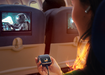 Wireless earbuds that work with in-flight entertainment
