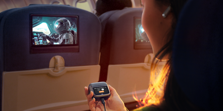 Wireless earbuds that work with in-flight entertainment