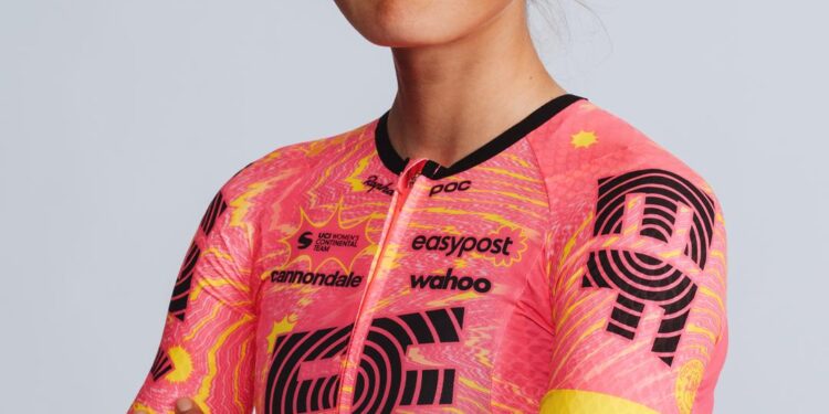 Magdeleine Vallieres shows off her world championship stripes – EF Pro Cycling